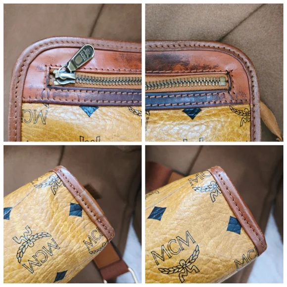 Authentic MCM Visetos Cognac Tan Vintage Crossbody Clutch WOC Shoulder Bag‎ - Picture 13 of 16